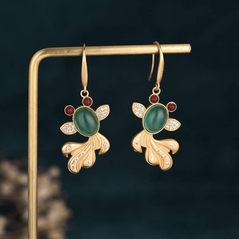 Fortune Jewel FengShui Jade Koi Fortune Earrings