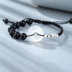 Fortune Jewel 925 Sterling Silver Black Obsidian Agate Peace Buckle Strength Bracelet