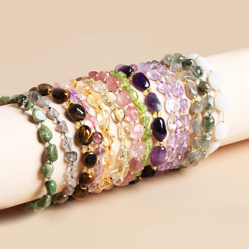 Fortune Jewel Natural Irregular Shape Stone Crystal Meditation Balance Bracelet