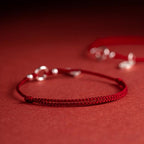 Fortune Jewel 925 Sterling Silver Lucky Fortune Peace Joy Lotus Peace Buckle Red String Bracelet