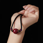 Fortune Jewel Cinnabar Bead Blessing String Necklace Pendant