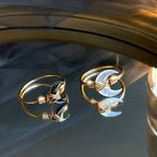 Fortune Jewel Natural Tridacna Stone Moon 14K Gold Blessing Ring - Fortune Jewel