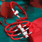 Fortune Jewel 999 Sterling Silver Chinese Zodiac Luck Strength Red String Bracelet