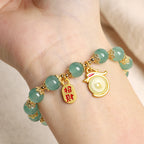 Fortune Jewel Year of the Dragon Red Agate Green Aventurine Peace Buckle Fu Character Lucky Fortune Bracelet