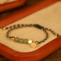Fortune Jewel Handcrafted Hetian Jade Lotus Charm Luck Braided Bracelet