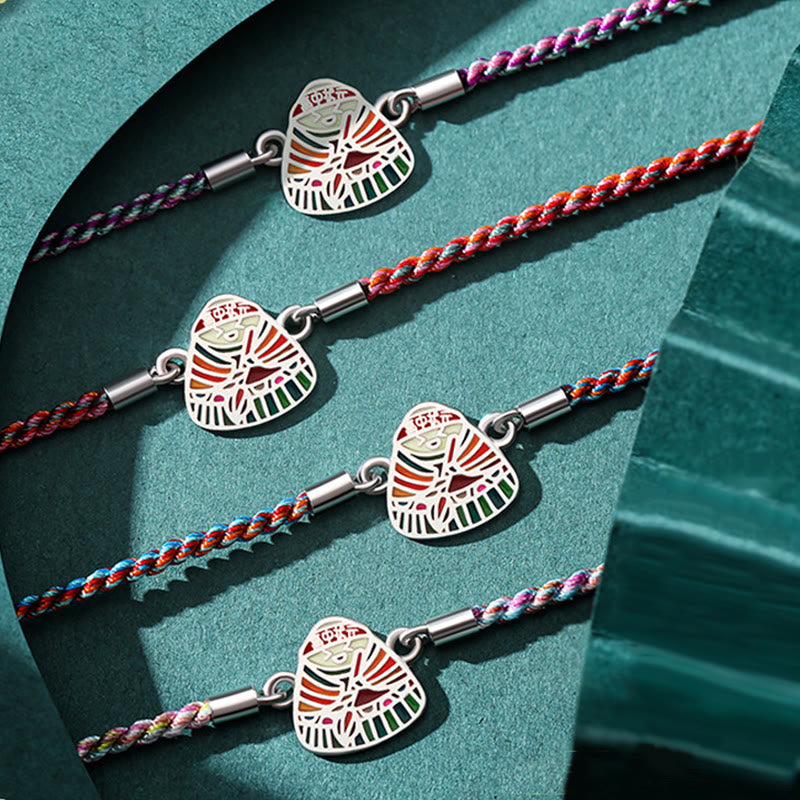 Fortune Jewel 925 Sterling Silver Zongzi Pattern Luck Multicolored Handcrafted Bracelet