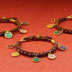 Fortune Jewel Tibetan Five God Of Wealth Thangka Luck Braid String Bracelet