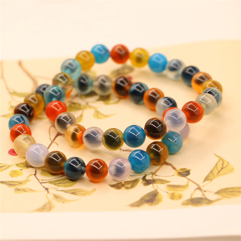 Fortune Jewel Colorful Candy Agate Healing Strength Bead Bracelet