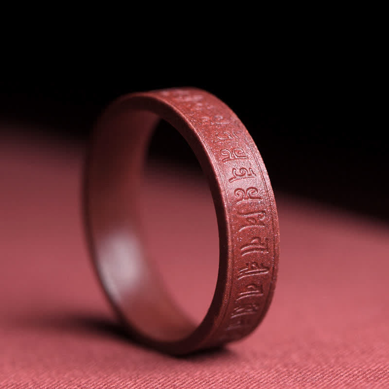 Fortune Jewel Cinnabar Om Mani Padme Hum Auspicious Clouds Blessing Ring