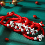Fortune Jewel 999 Sterling Silver Chinese Zodiac Red Rope Luck Handcrafted Kids Bracelet Fortune Jewel