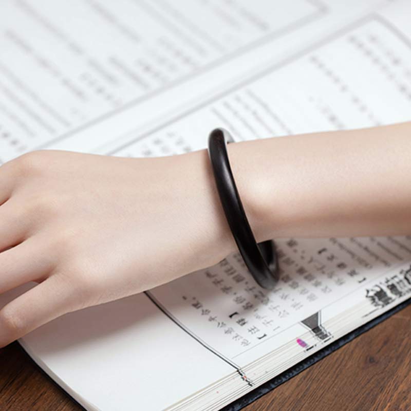 Fortune Jewel Tibetan Small Leaf Red Sandalwood Ebony Green Sandalwood Protection Bracelet Bangle