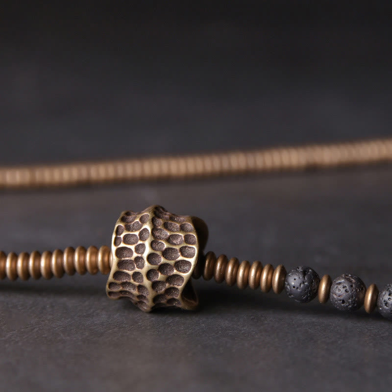 Fortune Jewel Vintage Lava Rock Brass Copper Healing Multilayered Bracelet