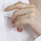 Fortune Jewel 925 Sterling Silver Strawberry Quartz Healing Positive Necklace
