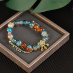 Fortune Jewel Colorful Liuli Glass Bead Chinese Lock Charm Fortune Bracelet