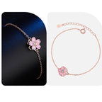 Fortune Jewel 925 Sterling Silver Cherry Blossom Blessing Chain Bracelet Rotatable Ring