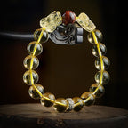 Fortune Jewel Natural Citrine Double PiXiu Tiger Eye Prosperity Protection Bracelet
