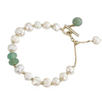 Fortune Jewel Pearl Green Strawberry Quartz Bead Healing Chain Bracelet