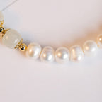 Fortune Jewel 14K Gold Plated Natural Pearl Hetian Cyan Jade White Jade Sincerity Bead Chain Bracelet