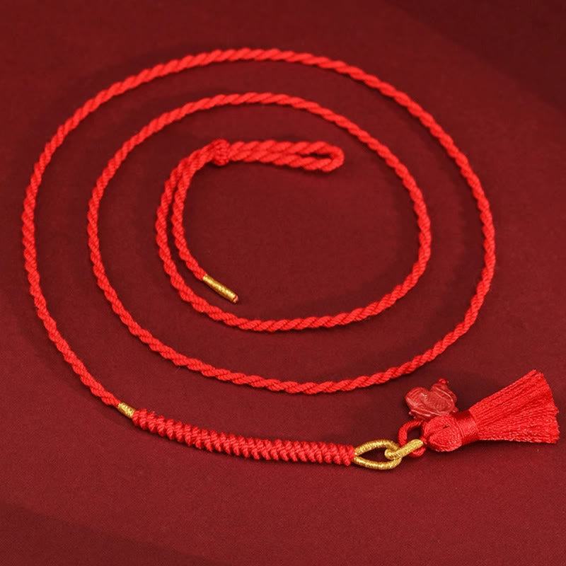 Fortune Jewel Natural Cinnabar Dragon Blessing Red String Belly Chain