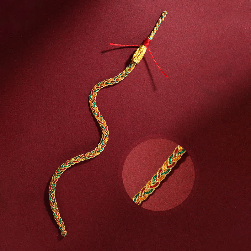 Fortune Jewel Year of the Dragon Handmade Colorful Dragon Carved Success Braided Bracelet