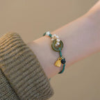Fortune Jewel Natural Hetian Jade Peace Buckle Pearl Luck Handcrafted Braided Bracelet