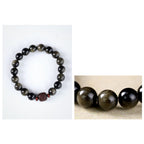 Fortune Jewel Natural Gold Sheen Obsidian Rainbow Obsidian Om Mani Padme Hum Fu Character Healing Bracelet
