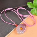 Fortune JewelPink Golden Silk Jade Lotus Flower Wealth Necklace Pendant Fortune Jewel
