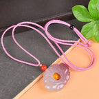 Fortune JewelPink Golden Silk Jade Lotus Flower Wealth Necklace Pendant Fortune Jewel