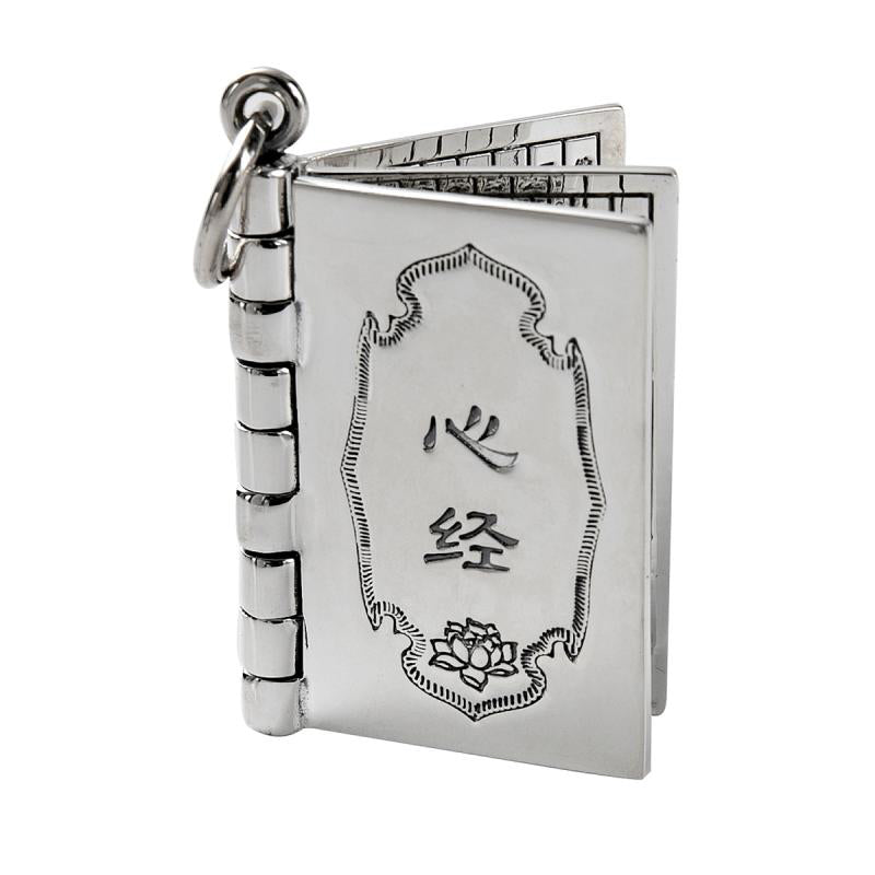 Fortune Jewel 990 Sterling Silver Heart Sutra Great Compassion Shurangama Mantra Lotus Vajra Peace Necklace Pendant Fortune Jewel