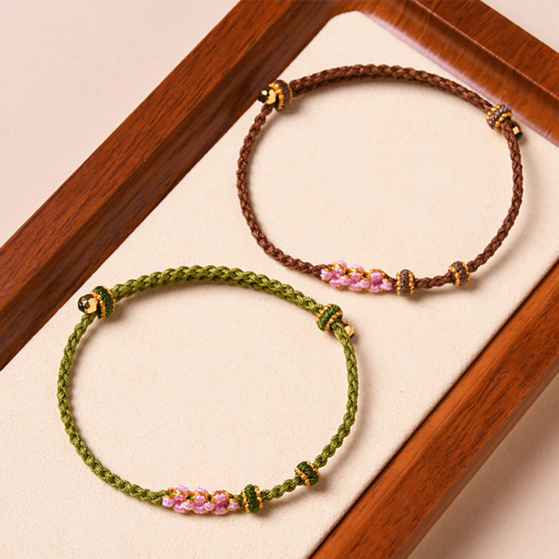 Fortune Jewel Handmade Peach Blossom Protection Braided Rope Bracelet