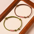 Fortune Jewel Handmade Peach Blossom Protection Braided Rope Bracelet
