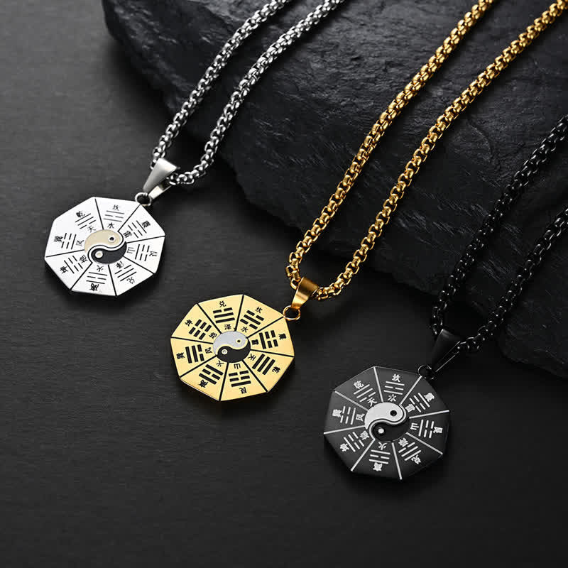 Fortune Jewel Bagua Yin Yang Titanium Steel Balance Necklace Pendant Fortune Jewel