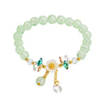 Fortune Jewel Simple Design Flower Charm Glass Bead Bracelet