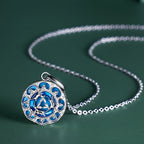 Fortune Jewel 925 Sterling Silver Round Turquoise Three Rabbits Balance Necklace Pendant