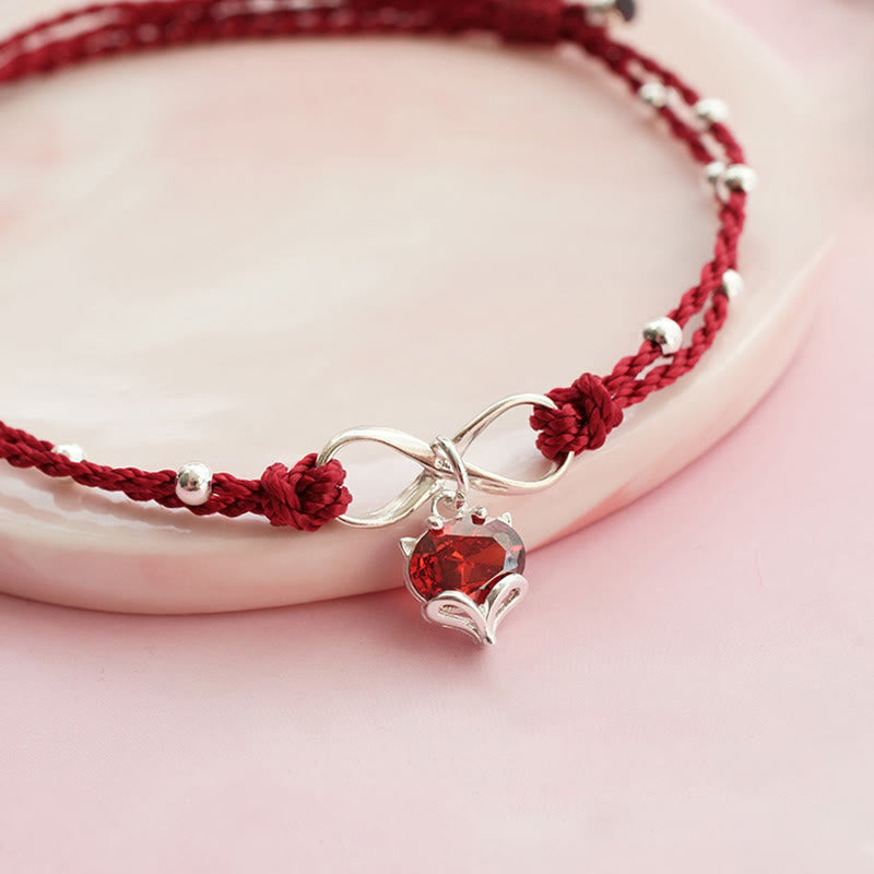Fortune Jewel Love Heart Infinity Symbol Braided String Anklet