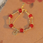Fortune Jewel Red Agate Fu Character Charm Self-acceptance Bracelet