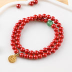 Fortune Jewel Tibetan Cinnabar Green Aventurine Luck Bracelet Necklace