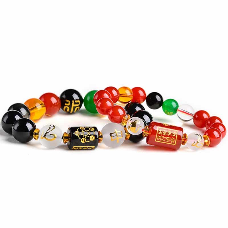 Fortune Jewel Chinese Zodiac Feng Shui Obsidian Five-Element Wealth Porsperity Bracelet