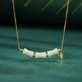 Fortune Jewel 925 Sterling Silver Hetian Jade Bamboo Fu Character Prosperity Necklace Pendant Bracelet