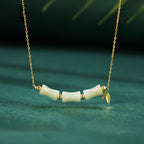 Fortune Jewel 925 Sterling Silver Hetian Jade Bamboo Fu Character Prosperity Necklace Pendant Bracelet