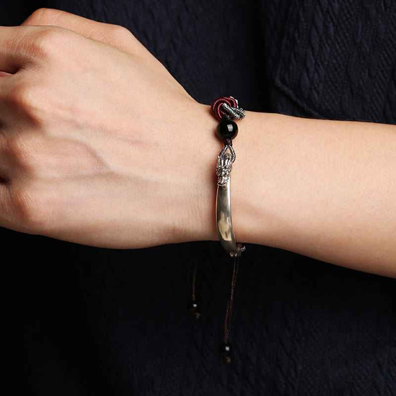 Fortune Jewel 925 Sterling Silver Auspicious Dragon Success Handcrafted Braided Bracelet