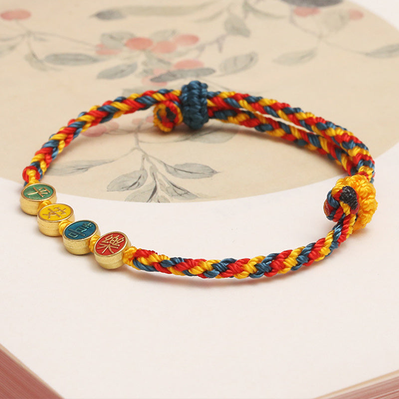 Fortune Jewel Handmade Dunhuang Color Thread Peace And Joy Protection Braid String Bracelet