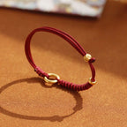 Fortune Jewel Alloy Peace Buckle Luck Red String Bracelet