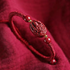 Fortune Jewel Chinese Zodiac Natal Buddha Cinnabar Keep Away Evil Spirits Rope Bracelet