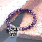 Fortune Jewel Natural Gemstone Tree of Life Lucky Charm Stretch Bracelet