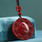 Fortune Jewel Cinnabar Yin Yang Bagua Blessing Necklace Pendant