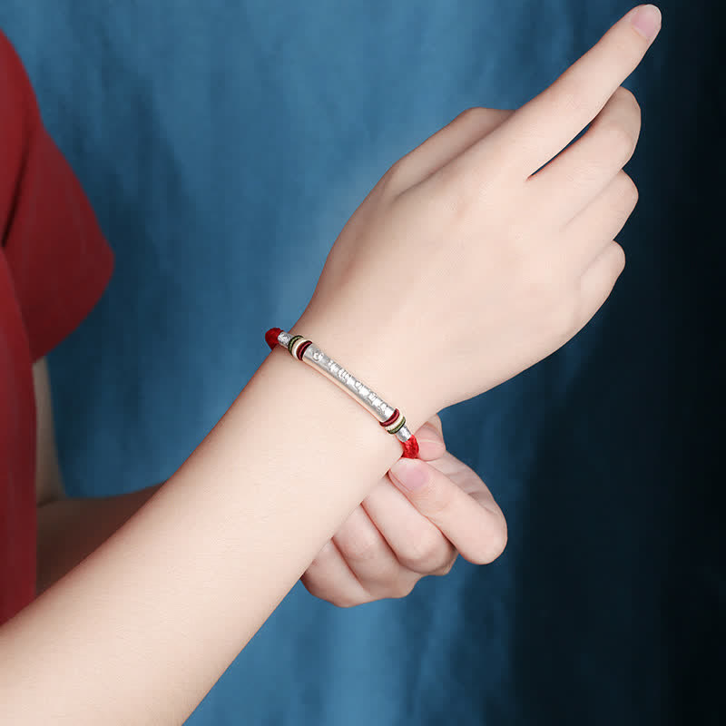Fortune Jewel 999 Sterling Silver Om Mani Padme Hum Protection Strength String Bracelet
