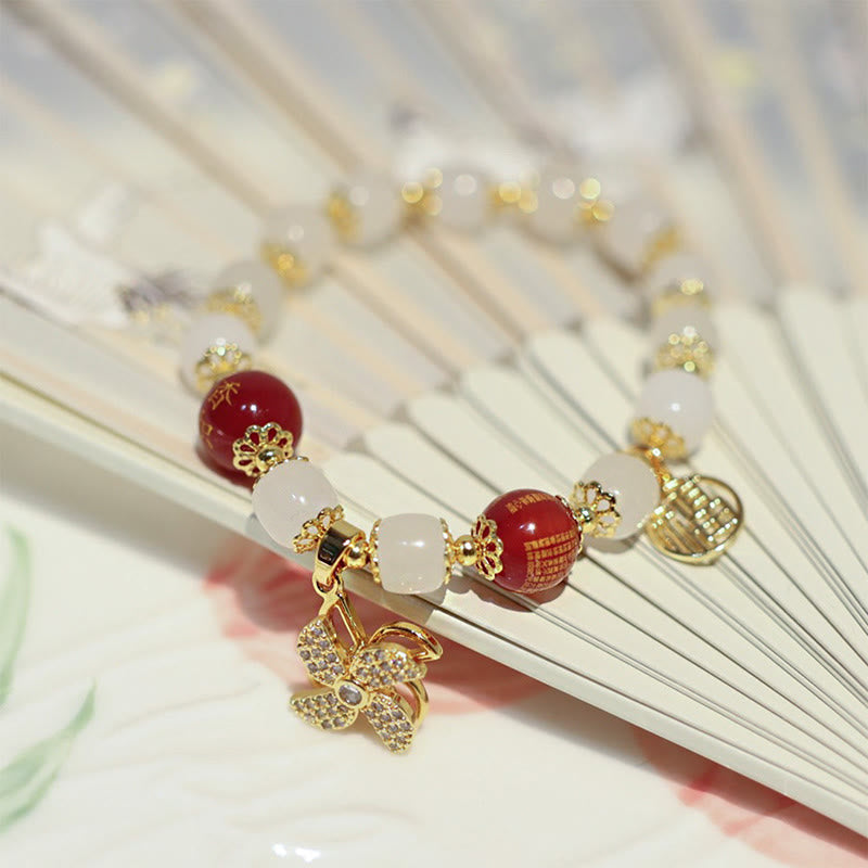Fortune Jewel Windmill Chinese Lock Charm Fu Character Blessing Bracelet