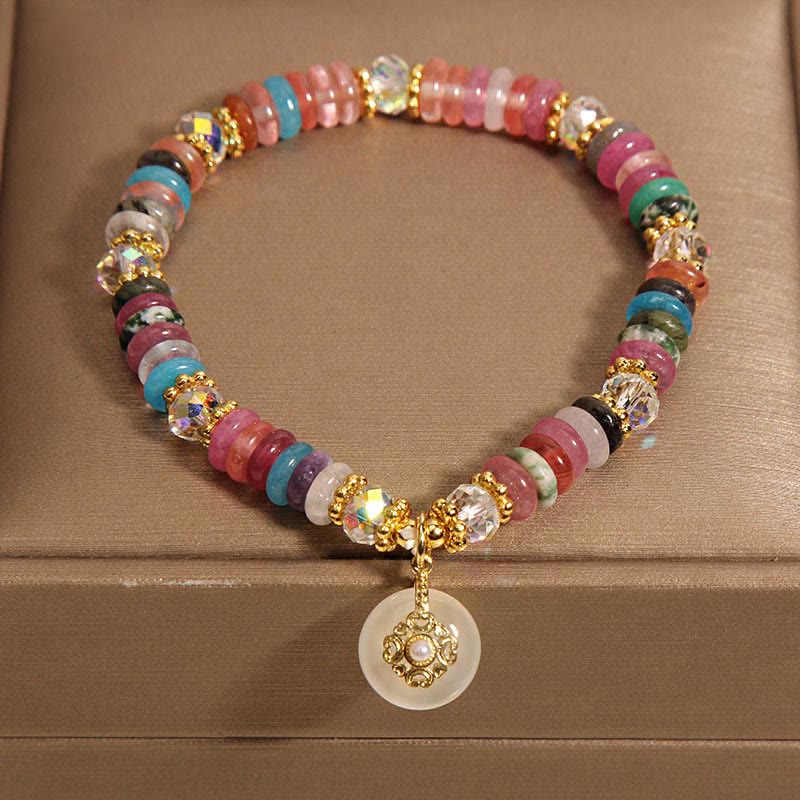 Fortune Jewel Various Crystal Peace Buckle Auspicious Bracelet
