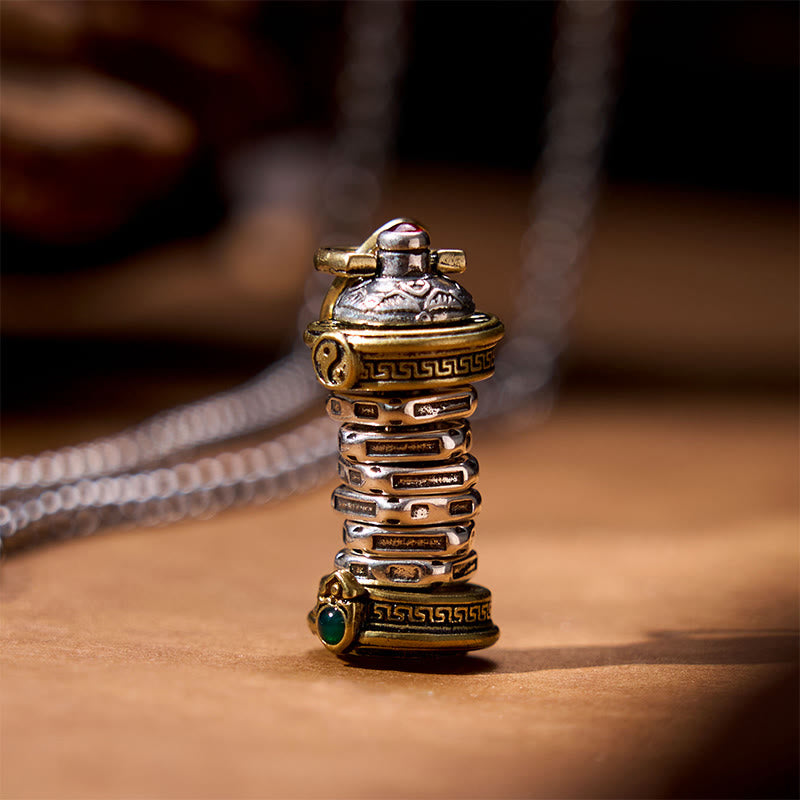 Fortune Jewel Yin Yang Tower Copper Balance Rotatable Necklace Pendant Fortune Jewel